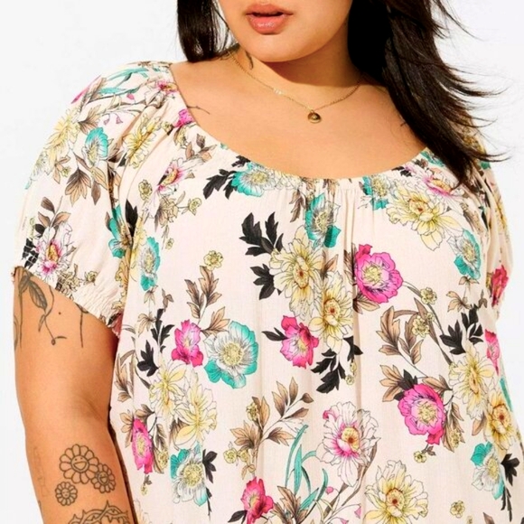 ❤NWT VINTAGE TORRID MINI FLORAL PRINT PUFF SLEEVE,TIERED TRAPEZE DRESS PLUS SIZE - Picture 9 of 12